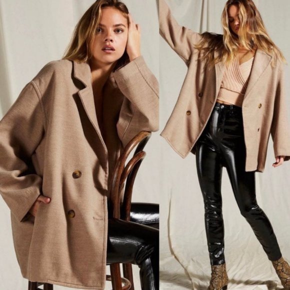 Free People Jackets & Blazers - NEW Free People Hannah Super Soft Slouchy Blazer Camel Coat Jacket Shacket $168